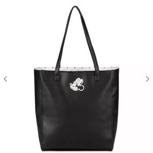 NWT Disney Minnie Black Faux Suede Tote Bag